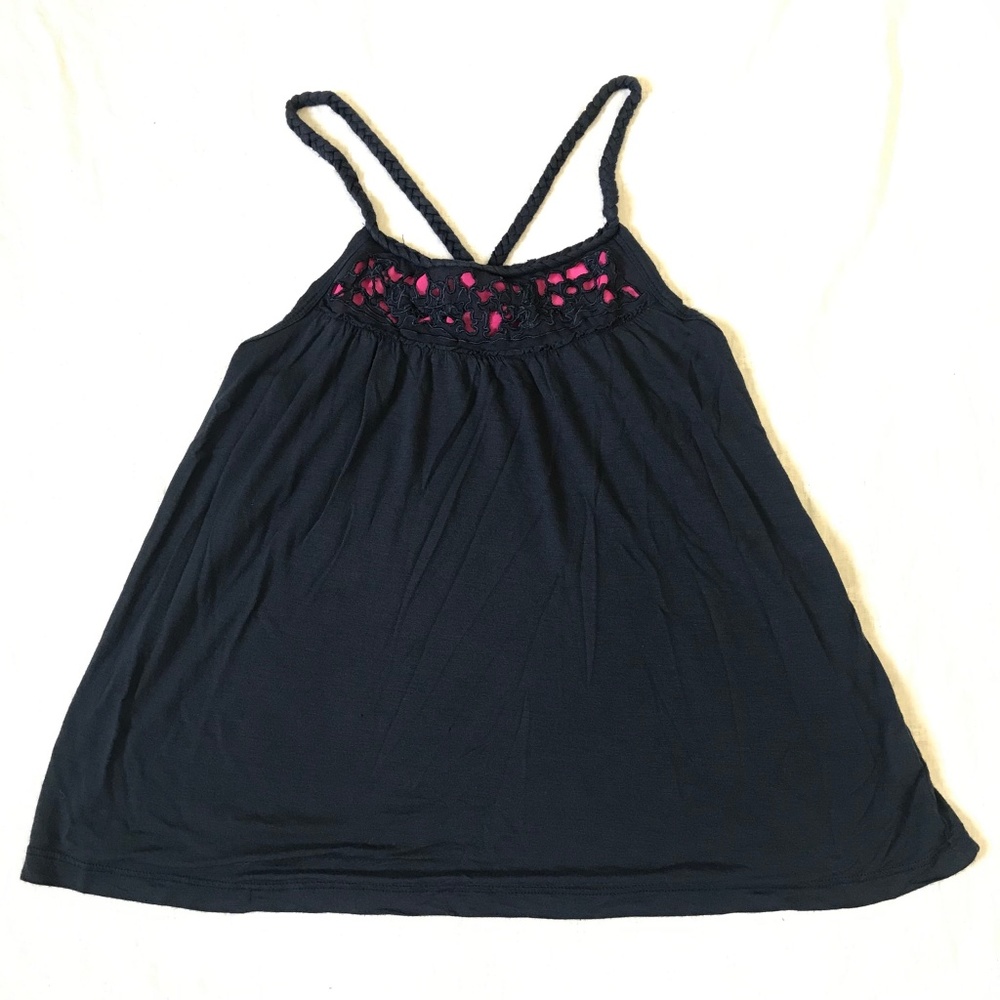 Silence + Noise 100% Rayon Navy Tank Top Size XS
